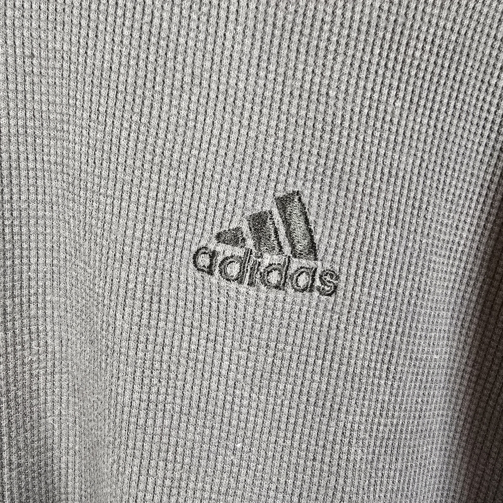 Adidas Men's Gray Ribbed Thermal Knit Long Sleeve Shirt Size 2XL - Picture 4 of 11